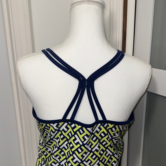 Tommy Hilfiger Navy and Lime Geometric Tank Top - Picture 8 of 11
